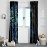 Floral Polynesian Hibiscus Tattoo Window Curtain Blue Gradient Style