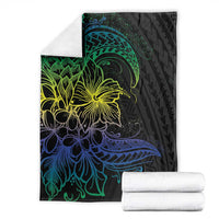 Floral Polynesian Hibiscus Tattoo Blanket Green Gradient Style
