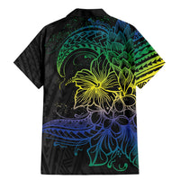 Floral Polynesian Hibiscus Tattoo Family Matching Mermaid Dress and Hawaiian Shirt Green Gradient Style