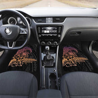 Floral Polynesian Hibiscus Tattoo Car Mats Peach Gradient Style