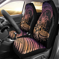 Floral Polynesian Hibiscus Tattoo Car Seat Cover Peach Gradient Style