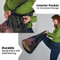 Floral Polynesian Hibiscus Tattoo Grocery Bag Peach Gradient Style