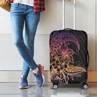 Floral Polynesian Hibiscus Tattoo Luggage Cover Peach Gradient Style