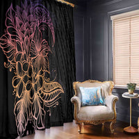 Floral Polynesian Hibiscus Tattoo Window Curtain Peach Gradient Style