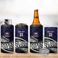 Custom Samoa Rugby Pacific Can Cooler Tumbler Samoan Warrior Tribal Pattern