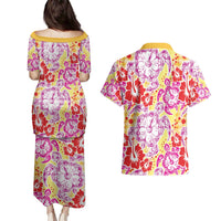 Palaka with Honu and Hibiscus Couples Matching Puletasi and Hawaiian Shirt Hawaiian Heritage Spirit - Polynesian Pride