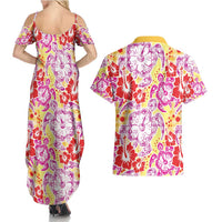 Palaka with Honu and Hibiscus Couples Matching Summer Maxi Dress and Hawaiian Shirt Hawaiian Heritage Spirit - Polynesian Pride
