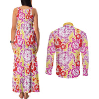 Palaka with Honu and Hibiscus Couples Matching Tank Maxi Dress and Long Sleeve Button Shirt Hawaiian Heritage Spirit - Polynesian Pride