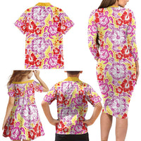 Palaka with Honu and Hibiscus Family Matching Long Sleeve Bodycon Dress and Hawaiian Shirt Hawaiian Heritage Spirit - Polynesian Pride
