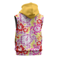 Palaka with Honu and Hibiscus Sleeveless Hoodie Hawaiian Heritage Spirit - Polynesian Pride