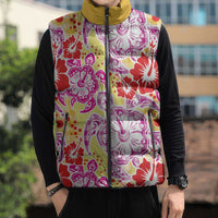 Palaka with Honu and Hibiscus Sleeveless Puffer Jacket Hawaiian Heritage Spirit - Polynesian Pride