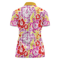 Palaka with Honu and Hibiscus Women Polo Shirt Hawaiian Heritage Spirit - Polynesian Pride