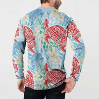 Palaka with Honu and Plumeria Button Sweatshirt Hawaiian Heritage Spirit - Polynesian Pride