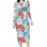 Palaka with Honu and Plumeria Family Matching Long Sleeve Bodycon Dress and Hawaiian Shirt Hawaiian Heritage Spirit - Polynesian Pride