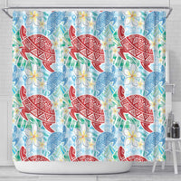 Palaka with Honu and Plumeria Shower Curtain Hawaiian Heritage Spirit - Polynesian Pride