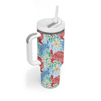 Palaka with Honu and Plumeria Tumbler With Handle Hawaiian Heritage Spirit - Polynesian Pride