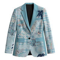 Blue Palaka Crane and Flowers Blazer Japan Heritage Spirit - Polynesian Pride
