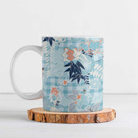 Blue Palaka Crane and Flowers Ceramic Mug Japan Heritage Spirit - Polynesian Pride