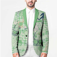 Green Palaka Crane and Flowers Blazer Japan Heritage Spirit - Polynesian Pride