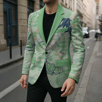 Green Palaka Crane and Flowers Blazer Japan Heritage Spirit - Polynesian Pride