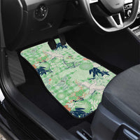 Green Palaka Crane and Flowers Car Mats Japan Heritage Spirit - Polynesian Pride