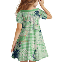 Green Palaka Crane and Flowers Family Matching Off The Shoulder Long Sleeve Dress and Hawaiian Shirt Japan Heritage Spirit - Polynesian Pride