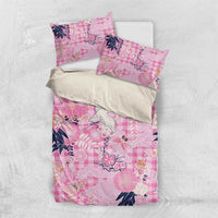 Pink Palaka Crane and Flowers Bedding Set Japan Heritage Spirit - Polynesian Pride