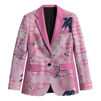 Pink Palaka Crane and Flowers Blazer Japan Heritage Spirit - Polynesian Pride