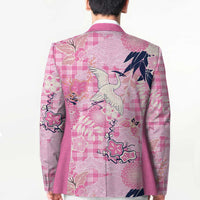 Pink Palaka Crane and Flowers Blazer Japan Heritage Spirit - Polynesian Pride