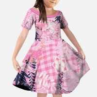 Pink Palaka Crane and Flowers Family Matching Off Shoulder Maxi Dress and Hawaiian Shirt Japan Heritage Spirit - Polynesian Pride