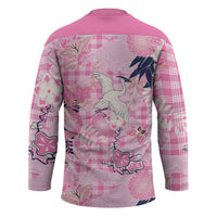Pink Palaka Crane and Flowers Hockey Jersey Japan Heritage Spirit LT9 - Polynesian Pride