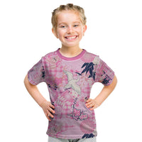 Pink Palaka Crane and Flowers Kid T Shirt Japan Heritage Spirit - Polynesian Pride