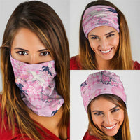 Pink Palaka Crane and Flowers Neck Gaiter Japan Heritage Spirit - Polynesian Pride