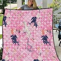 Pink Palaka Crane and Flowers Quilt Japan Heritage Spirit - Polynesian Pride