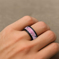 Pink Palaka Crane and Flowers Spinner Ring Japan Heritage Spirit - Polynesian Pride