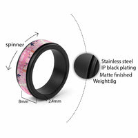 Pink Palaka Crane and Flowers Spinner Ring Japan Heritage Spirit - Polynesian Pride