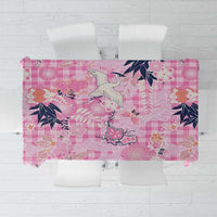 Pink Palaka Crane and Flowers Tablecloth Japan Heritage Spirit - Polynesian Pride