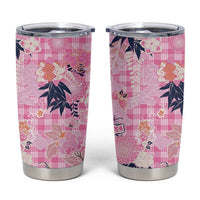 Pink Palaka Crane and Flowers Tumbler Cup Japan Heritage Spirit - Polynesian Pride