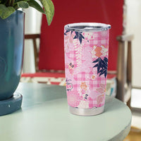 Pink Palaka Crane and Flowers Tumbler Cup Japan Heritage Spirit - Polynesian Pride