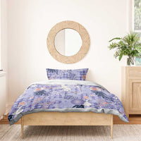 Purple Palaka Crane and Flowers Bedding Set Japan Heritage Spirit - Polynesian Pride