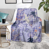 Purple Palaka Crane and Flowers Blanket Japan Heritage Spirit - Polynesian Pride