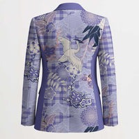 Purple Palaka Crane and Flowers Blazer Japan Heritage Spirit - Polynesian Pride
