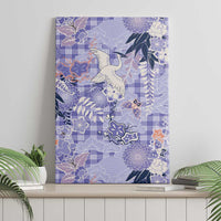 Purple Palaka Crane and Flowers Canvas Wall Art Japan Heritage Spirit - Polynesian Pride