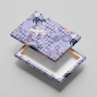 Purple Palaka Crane and Flowers Canvas Wall Art Japan Heritage Spirit - Polynesian Pride