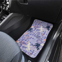 Purple Palaka Crane and Flowers Car Mats Japan Heritage Spirit - Polynesian Pride