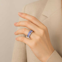 Purple Palaka Crane and Flowers Classic Ring Japan Heritage Spirit - Polynesian Pride