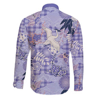 Purple Palaka Crane and Flowers Family Matching Puletasi and Hawaiian Shirt Japan Heritage Spirit - Polynesian Pride