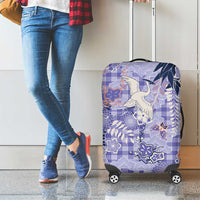 Purple Palaka Crane and Flowers Luggage Cover Japan Heritage Spirit - Polynesian Pride
