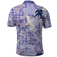 Purple Palaka Crane and Flowers Polo Shirt Japan Heritage Spirit - Polynesian Pride