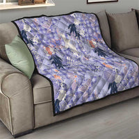 Purple Palaka Crane and Flowers Quilt Japan Heritage Spirit - Polynesian Pride